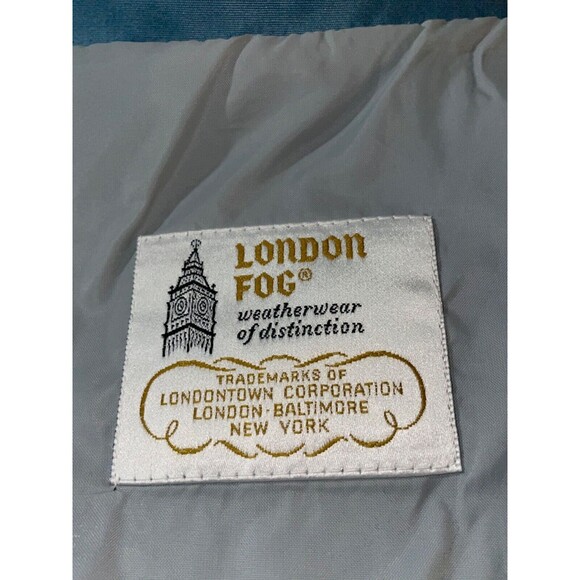 London Fog Women's Size 16 Vintage Blue Trench Coat made in USA - Picture 10 of 11